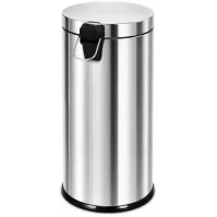 Round 30-litre stainless steel bin with pedal and rear handle