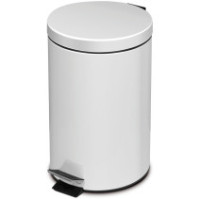 White 12-litre round pedal bin with removable bucket