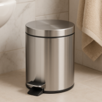 5-litre stainless steel pedal bin with removable plastic bucket