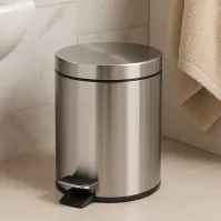 5-litre stainless steel pedal bin with removable plastic bucket