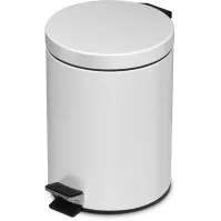 White 5-litre pedal bin with removable plastic bucket