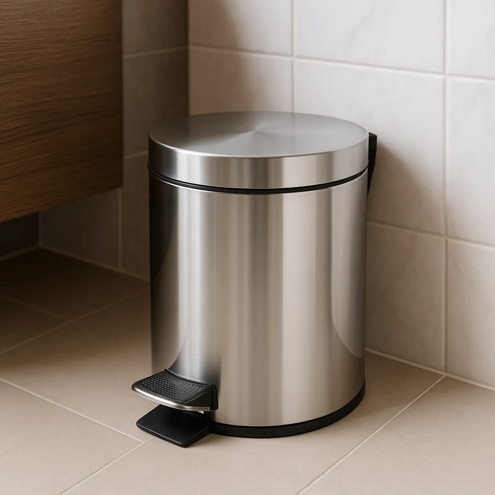 Round stainless steel pedal bin, 3 liters, with removable bucket