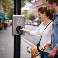 Dispenser of dog waste bags in bundles