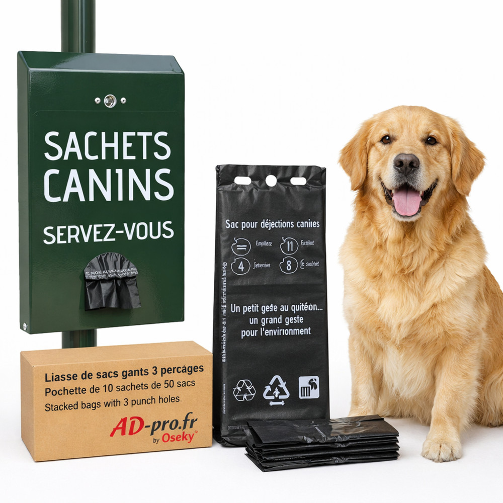 Animo Concept schwarze Handschuhbeutel mit 3 Perforationen, 40 x 18 cm, für die Hundehygiene
