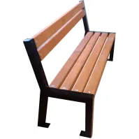 Bench with spruce wood backrest, 162 cm, black metal frame