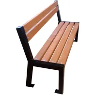 Bench with spruce wood backrest, 162 cm, black metal frame