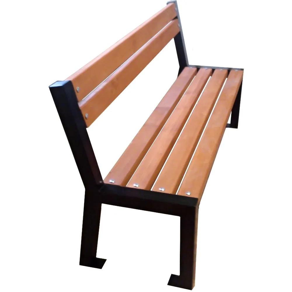 Bench with spruce wood backrest, 162 cm, black metal frame