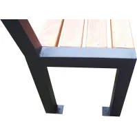 162cm spruce bench with backrest and black metal frame