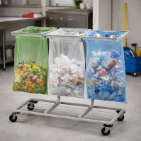 Mobile triple sorting bin bag holder