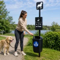 Grüne Hundekotstation mit Spender und 500 Beuteln