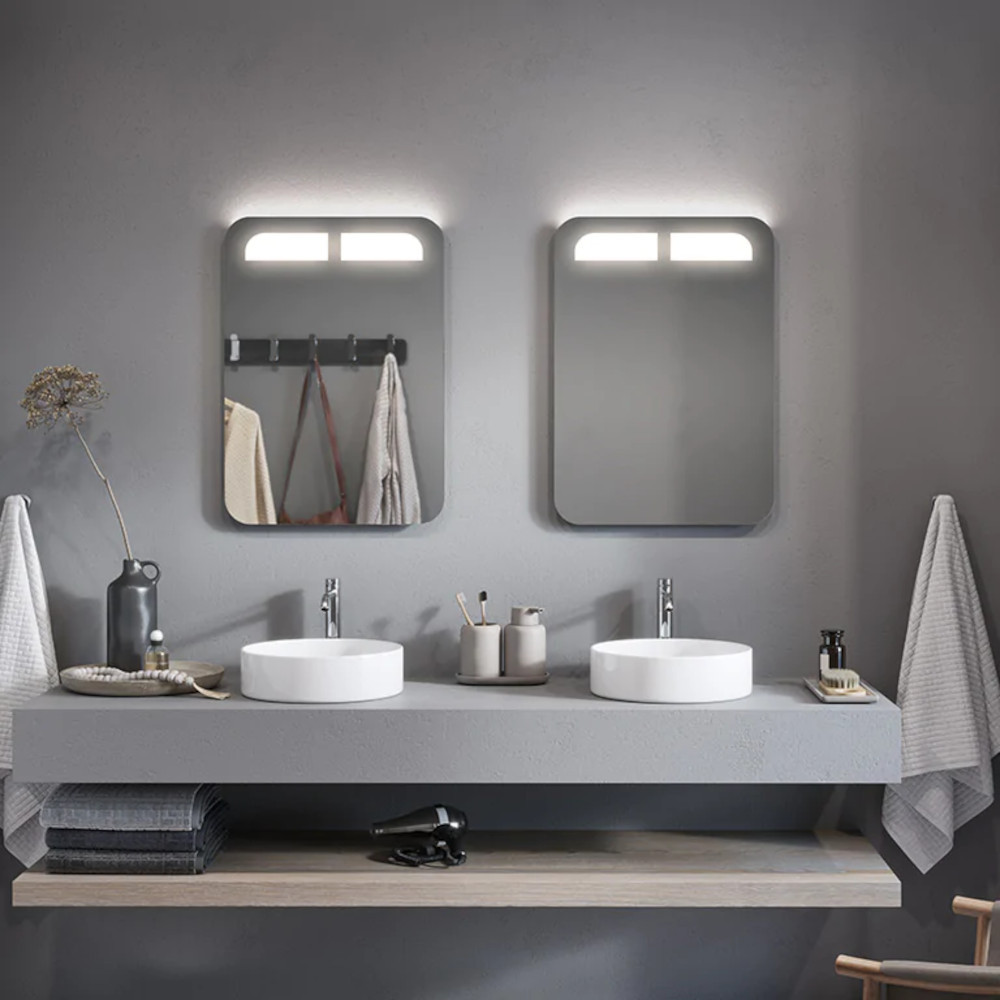 Double LED top mirror