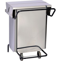 Mobile pedal bin with central opening 70 litres