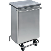 Mobile pedal bin 70 litres shiny stainless steel