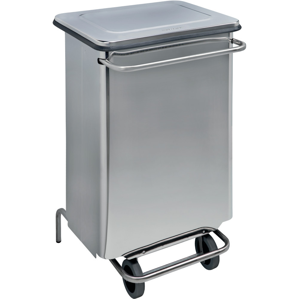 Mobiler Pedalbehälter 70 Liter glänzender Edelstahl Mobiler Pedalbehälter 70 Liter glänzender Edelstahl