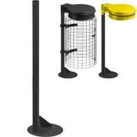 Post on base to be fixed to the ground for bin bag support