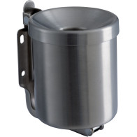 Small round wall-mounted ashtray 0.5 litres brushed stainless steel