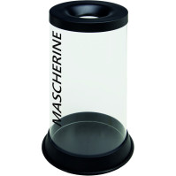 Translucent bin with recycling stickers