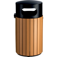 Round bin with wood blade imitation, secured, 40 litres